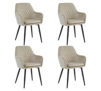 Colenis® - Laura Chaise de Salle à Manger - Lot de 4 - Beige - Velours - Design - Chaise de Cuisine - Assise rembourrée en - Pieds en métal
