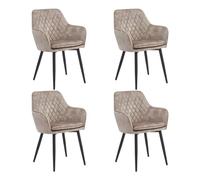 Colenis® - Laura Chaise de Salle à Manger - Lot de 4 - Champagne - Velours Adoré - Design - Chaise de Cuisine - Assise rembourrée en - Pieds en métal
