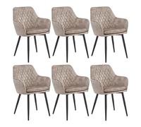 Colenis® - Laura Chaise de Salle à Manger - Lot de 6 - Champagne - Velours Adoré - Design - Chaise de Cuisine - Assise rembourrée en - Pieds en métal
