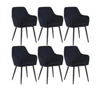 Colenis® - Laura Chaise de Salle à Manger - Lot de 6 - Noir - Velours - Design - Chaise de Cuisine - Assise rembourrée en - Pieds en métal