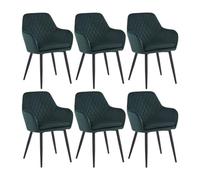 Colenis® - Laura Chaise de Salle à Manger - Lot de 6 - Vert - Velours - Design - Chaise de Cuisine - Assise rembourrée en - Pieds en métal