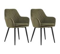 Colenis® - Laura Chaise de Salle à Manger - Velours - Design - Chaise de Cuisine - Assise rembourrée en - Pieds en métal - Lot de (2, Vert Olive)