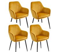 Colenis® - Lavinia - Jaune Ocre - Lot de 4 - Chaise de Salle à Manger Moderne Chaise de Cuisine en Velours et métal