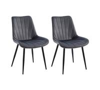 Colenis Lot de 2 Chaises de Salle à Manger en Velours Gris avec Pieds en Métal Noir Design Moderne et Confortable pour Cuisine Salon et Bureau, Lesedi