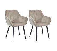 Colenis® Lot de 2 Chaises Salle à Manger, Chaise Industrielle Beige en Velours et Métal, Chaises Confortables pour Cuisine, Salon ou Bureau, Assise Ergonomique Remplie,Luna
