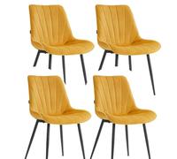Colenis Lot de 4 Chaises de Salle à Manger en Velours Jaune Ocre avec Pieds en Métal Noir Design Moderne Confort Ergonomique et Élégant pour Cuisine Salon et Bureau, Lesedi