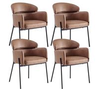 Colenis® - Lot de 4 Chaises de Salle à Manger Gabriel - Tissu Microfibre, Couleur Cognac, Design avec Accoudoirs