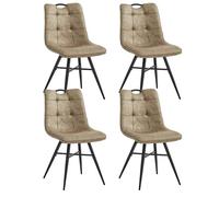 Colenis Lot de 4 chaises de Salle à Manger Style Industriel Confort supérieur en Microfibre Couleur Sable Pieds en métal Noir - Bloq