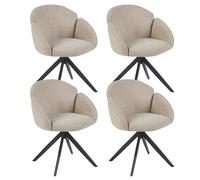 Colenis® Lot de 4 Chaises Salle à Manger, Chaise Industrielle Beige en Bouclé et Métal, Chaises Confortables pour Cuisine, Salon ou Bureau, Assise Ergonomique Remplie,Nes