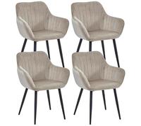 Colenis® Lot de 4 Chaises Salle à Manger, Chaise Industrielle Beige en Velours et Métal, Chaises Confortables pour Cuisine, Salon ou Bureau, Assise Ergonomique Remplie,Luna