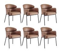 Colenis® - Lot de 6 Chaises de Salle à Manger Gabriel - Tissu Microfibre, Couleur Cognac, Design avec Accoudoirs