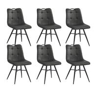 Colenis Lot de 6 chaises de Salle à Manger Style Industriel Confort supérieur en Microfibre Couleur Anthracite Pieds en métal Noir - Bloq