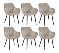 Colenis® Lot de 6 Chaises Salle à Manger, Chaise Industrielle Beige en Velours et Métal, Chaises Confortables pour Cuisine, Salon ou Bureau, Assise Ergonomique Remplie, Luna