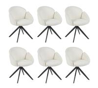 Colenis® Lot de 6 Chaises Salle à Manger, Chaise Industrielle Blanc en Bouclé et Métal, Chaises Confortables pour Cuisine, Salon ou Bureau, Assise Ergonomique Remplie,Nes
