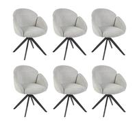 Colenis® Lot de 6 Chaises Salle à Manger, Chaise Industrielle Écru en Bouclé et Métal, Chaises Confortables pour Cuisine, Salon ou Bureau, Assise Ergonomique Remplie,Nes