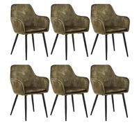 Colenis® - Lot de 6,Vert, Chaises de Salle à Manger Levan, Chaises en Velours Adore avec Accoudoirs et Pieds en Métal Noir, Design Moderne Siège Baquet pour Cuisine Salon Bureau