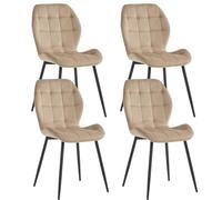 Colenis® - Manny Chaise de Salle à Manger - Velours - Confortable et Moderne - Parfait pour Restaurant, Cuisine, Salon - Lot de 4, Beige