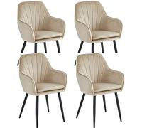 Colenis® - Melissa - Chaise de Salle à Manger, Moderne, Chaise de Cuisine en Velours et métal Pieds - Lot de 4, Beige