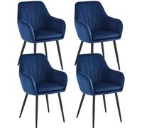 Colenis® - Melissa - Chaise de Salle à Manger, Moderne, Chaise de Cuisine en Velours et métal Pieds - Lot de 4, Bleu