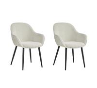 Colenis® - Metropol Lot de 2 Chaises de Salle à Manger - Chaise avec Accoudoirs en Tissu Lin Beige - Pieds en Métal Solide - Élégance et Confort Moderne