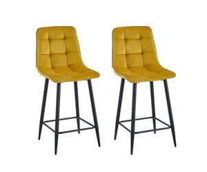 Colenis Tabouret de Bar Luciano, Lot de 2, Tissu Microfibre, Style Industriel et Contemporain pour Salle à Manger (2, Jaune Ocre)