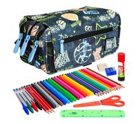 ColePack Design - Trousse triple avec 3 fermetures éclair et matériel scolaire des premières marques inclus, Streetball, scolaire