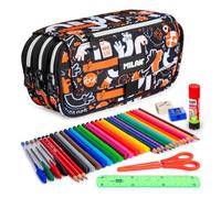 ColePack Eco Trousse triple avec 3 fermetures éclair et matériel scolaire de première marque inclus, Fingers, Moderne