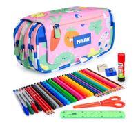 ColePack Eco Trousse triple avec 3 fermetures éclair et matériel scolaire de première marque inclus, Greengrow, Moderne
