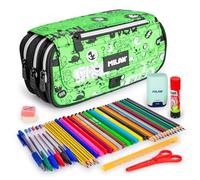 ColePack Pro - Trousse triple avec 4 fermetures éclair et matériel scolaire de première marque inclus, Tandem, Sacs scolaires