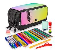 ColePack Pro - Trousse triple avec 4 fermetures éclair et matériel scolaire de première marque inclus, Coucher de soleil, Sacs scolaires