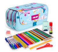 ColePack Pro - Trousse triple avec 4 fermetures éclair et matériel scolaire de première marque inclus, Roller, Sacs scolaires