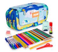 ColePack Pro - Trousse triple avec 4 fermetures éclair et matériel scolaire de première marque inclus, Blueodyssey, Sacs scolaires