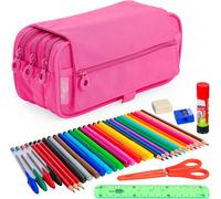 Colepack Trousse D'écolier À 3 Compartiments, Triple Trousse Avec Matériel De Marque, Éco Fuchsia, Cartable