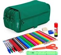 Colepack Trousse Scolaire 3 Compartiments Avec Matériel De Première Marque Inclus, Eco Vert, Sacs Scolaires