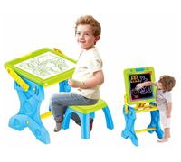 COLEPROFE Pupitre bleu 2 en 1 avec lumière LED et tabouret