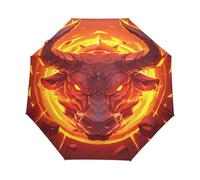 Colère Feu Flamme Taureau Vache Parapluie Pliant Enfant Garçons Filles Automatique Protection UV Parapluies Coupe-Vent pour Voyager
