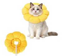 Colerette Chat Anti Lechage, Adjustable Fleurie Collerette Chat Anti Lechage, Confortable Collerette Souple Chats pour Post-Opératoire, Hygiène et Anti-Parasites Extérieurs - Jaune, M