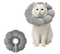 Colerette Chat Anti Lechage, Adjustable Fleurie Collerette Chat Anti Lechage, Confortable Collerette Souple Chats pour Post-Opératoire, Hygiène et Anti-Parasites Extérieurs (Gris, Moyen)