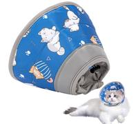 Colerette Chat Anti Léchage,Réglable Collerette Chat Anti Grattage,Doux Collerettes pour Chats Après Chirurgie,Élisabeth Collier Cône de Récupération pour Chiots Petits Chiens (Bleu, L)