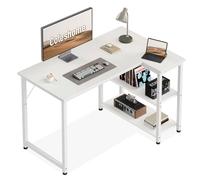 Coleshome Bureau d'angle,100x70 cm Bureau Informatique avec Étagères de Rangement Réversible, Blanc Bureaux d'ordinateur Peu Encombrant, Petit Bureaux Adapté au Bureau à Domicile