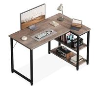 Coleshome Bureau d'angle,100x70 cm Bureau Informatique avec Étagères de Rangement Réversible, Bureaux d'ordinateur Peu Encombrant, Petit Bureaux Adapté au Bureau à Domicile, Gris