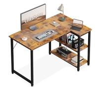 Coleshome Bureau Gaming, 100x70cm Bureau d'angle avec étagère de Rangement Réversible, Bureaux en L Peu Encombrant, Adapté comme Bureaux pc dans Les Coins Familiaux, Marron