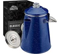 Coletti Cafetière percolateur Classique en émail (Bleu, 12 Tasses) - La cafetière de Camping Originale rendue Moderne - Indispensable pour Le maître brasseur du Camping