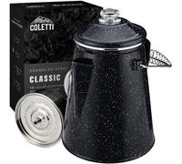 Coletti Percolateur à café Classique en émail (Noir, 12 Tasses) - La cafetière de Camping Originale rendue Moderne - Indispensable pour Le maître brasseur du Camping