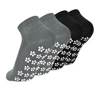 Colexy 2 Paires Chaussettes Anti-dérapantes de Yoga, Pilates, Fitness Chaudes, Grip Sport pour Danse Entraînement Femmes M, 35-42 (Gris & Noir)