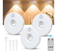 Colexy 3 Pcs Spot LED Sans Fil avec Telecommande, 1200mAh Rechargeable Lampe a Pile, Magnétique Dimmable Led Cuisine Sous Meuble avec Fonction de Synchronisation pour Armoires, Penderies, Vitrines