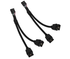 Colexy Adaptateur Répartiteur USB 2.0 à 9 Broches pour Carte Mère, 2 PCS Cable USB 2.0 9 Broche, USB Splitter 1 à 2, Adaptateur USB Carte Mère (Noir)