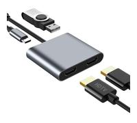 Colexy Adaptateur USB-C vers double HDMI 4K @ 30 Hz, hub USB C multiport avec 2 x HDMI & USB 3.0 & 100 W PD, pour MacBook Pro/Air, iPad Pro, Dell, HP, ordinateur portable, tablette