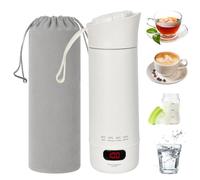 Colexy Bouilloire Électrique de Voyage Portable 400 ml, Mini Bouilloire Chauffante avec Contrôle de Température, Mug Thermos en Acier Inoxydable 304 pour Thé, Café et Eau Chaude, Arrêt Automatique
