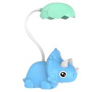 Colexy LED Lampe Bureau Enfant, Lampe de Table avec Bras Flexible, Lampe Kawaii Rechargeable Triceratops pour Garçons, Lampe de Chevet USB pour la Lecture et l'apprentissage (Bleu)